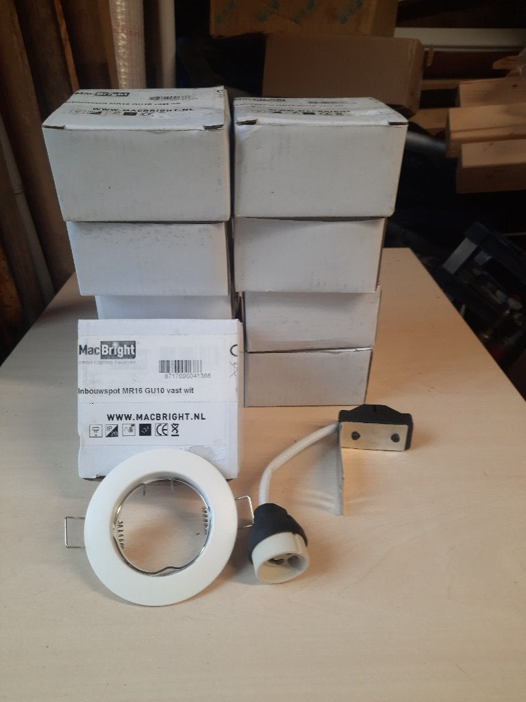 MacBright Vaste Witte Inbouwspots GU10 - Uitwisselbare Lamp, Ophalen, GU10, Overige merken, Nieuw