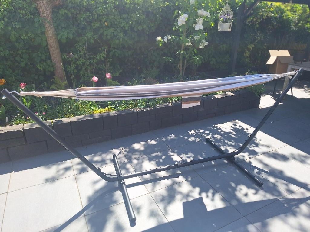 hangmat met standaard, Tuin en Terras, Hangmatten, Zo goed als nieuw, Met standaard, Opvouwbaar, Buiten, Ophalen