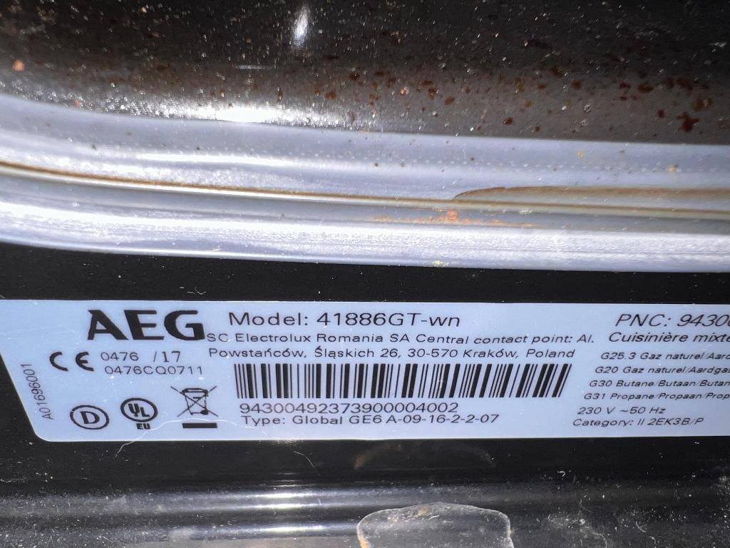 AEG Gas-Elektro Combinatie (Gaskookplaat + Elektrische Oven), Ophalen, Gebruikt, 60 cm of meer, 4 kookzones