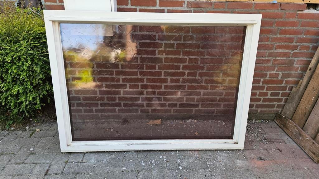 Gebruikt gevelraam met veiligheidsglas, Doe-het-zelf en Verbouw, Glas en Ramen, Ophalen, Gevelraam of Ruit, Gebruikt, 120 tot 160 cm