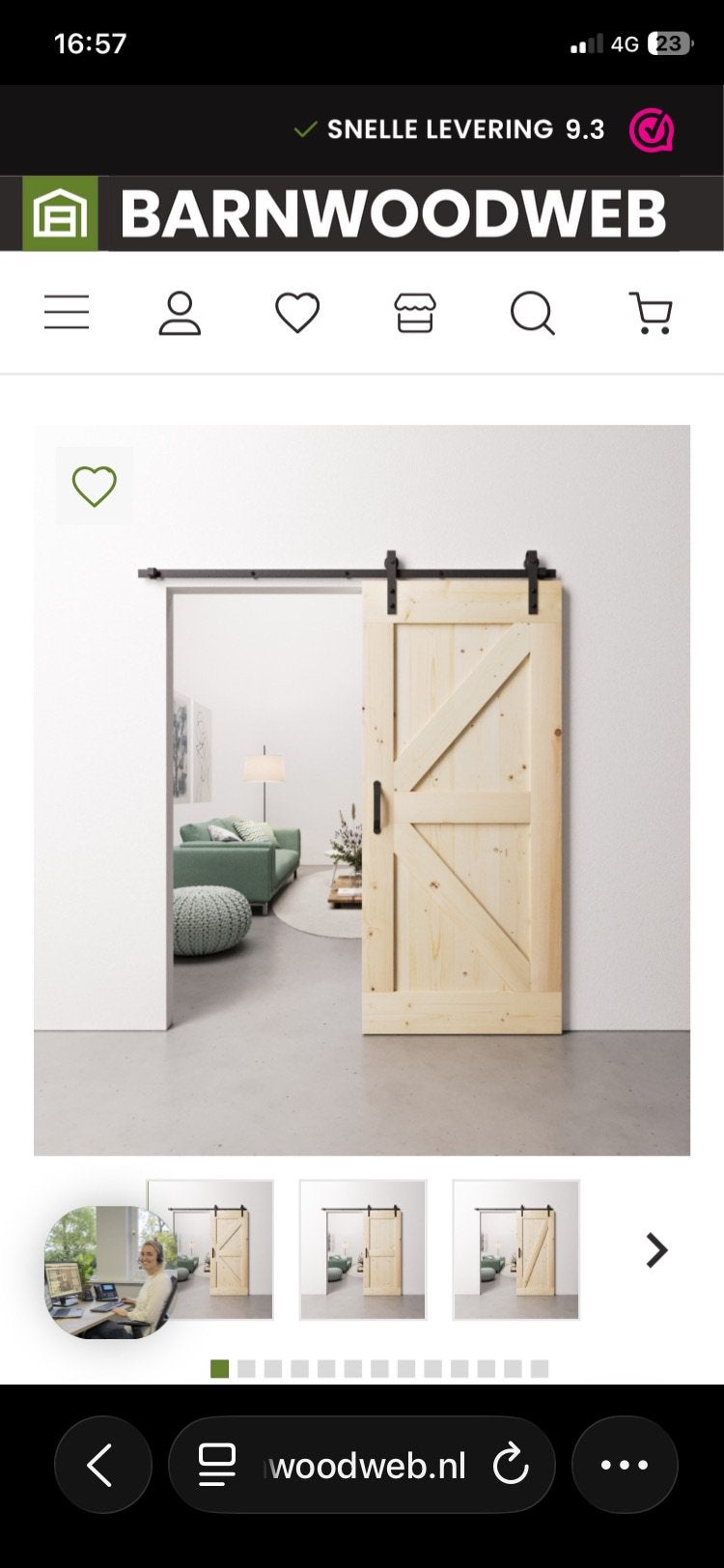 Barndoor rail systeem, Doe-het-zelf en Verbouw, Deuren en Horren, Ophalen, Zo goed als nieuw, 120 cm of meer, 215 cm of meer