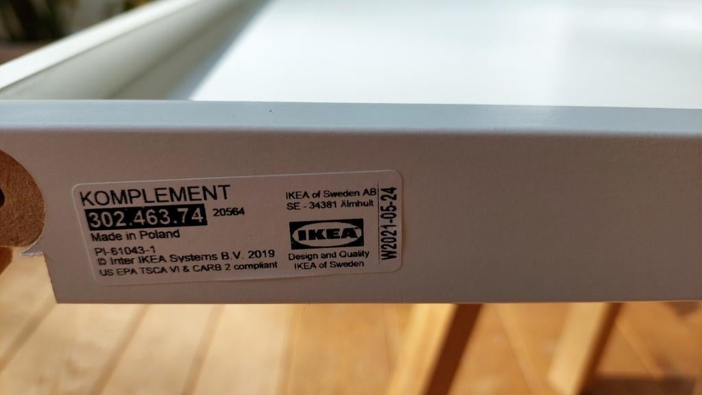 KOMPLEMENT Uittrekbare plank wit IKEA Pax kast 56x68 cm, Huis en Inrichting, Kasten | Kledingkasten, Met plank(en), Zo goed als nieuw