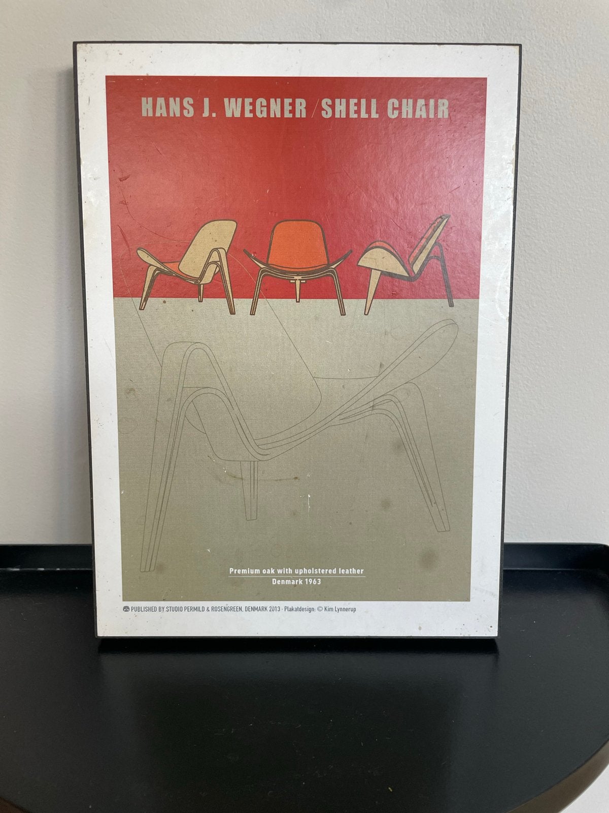 Houten Plaatje Hans J. Wegner Shell Chair - Artposter, Gebruikt, Hout, Meerkleurig, Ophalen of Verzenden