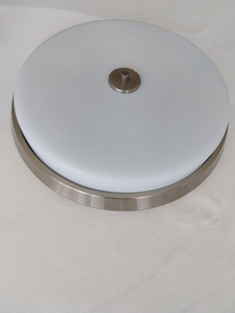 Moderne Plafondlamp met Melkglas en Metaal, Ophalen, Gebruikt, Glas, Modern