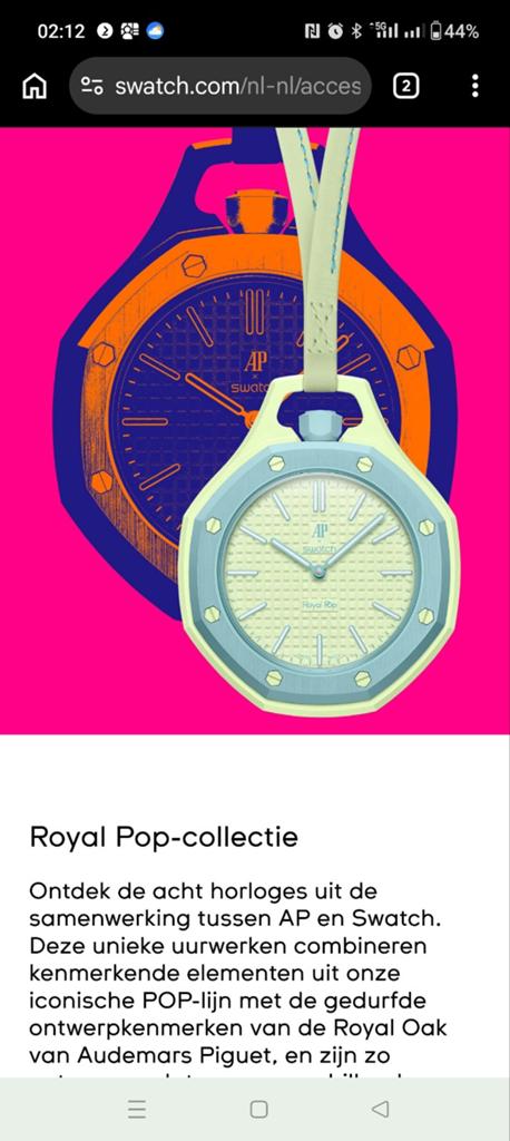 Audemars Piguet x Swatch Bioceramic Royal Pop Collectie, Nieuw, Ophalen of Verzenden, Kunststof, Zakhorloge