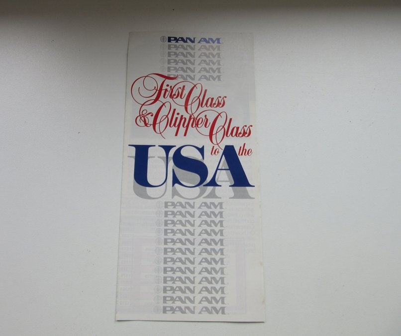 Pan Am brochure First class & clipper class to the USA, Verzamelen, Verzenden, Zo goed als nieuw, Overige typen
