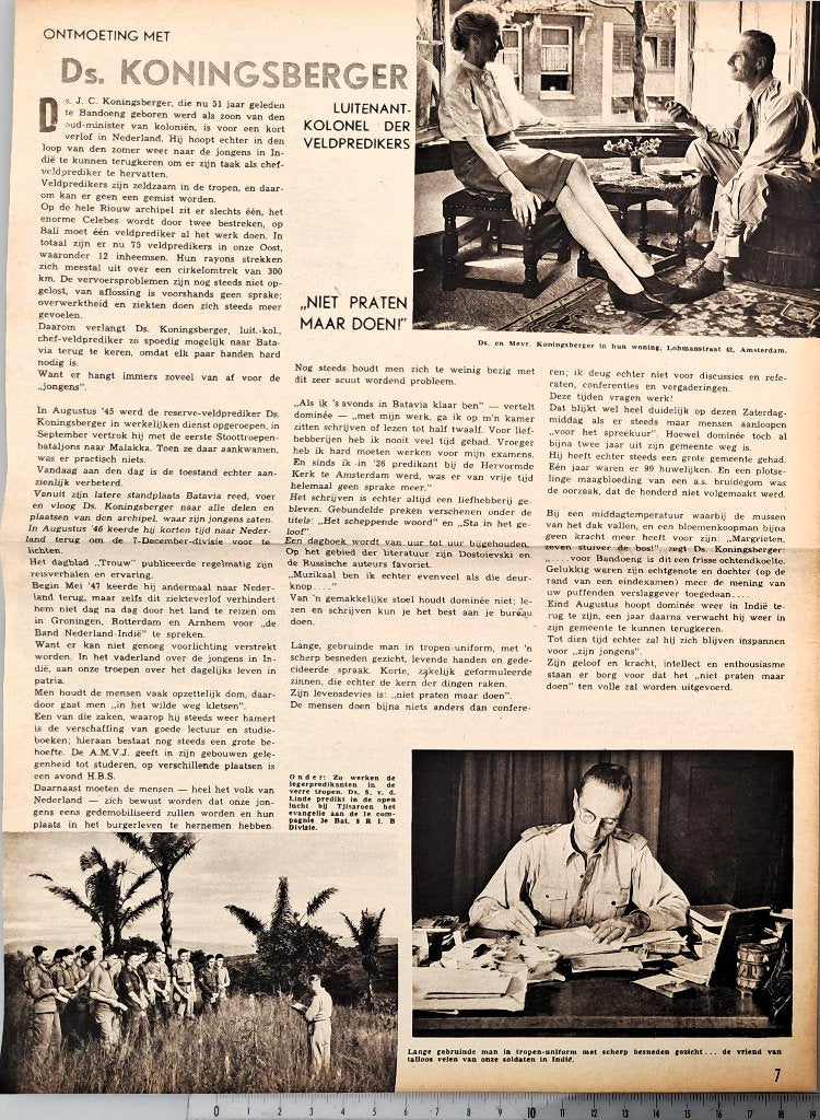 Leger Indië 1947; ontmoeting met luit.Kol. Ds.Koningsberger, Verzenden, 1940 tot 1960, Gebruikt, Overige onderwerpen