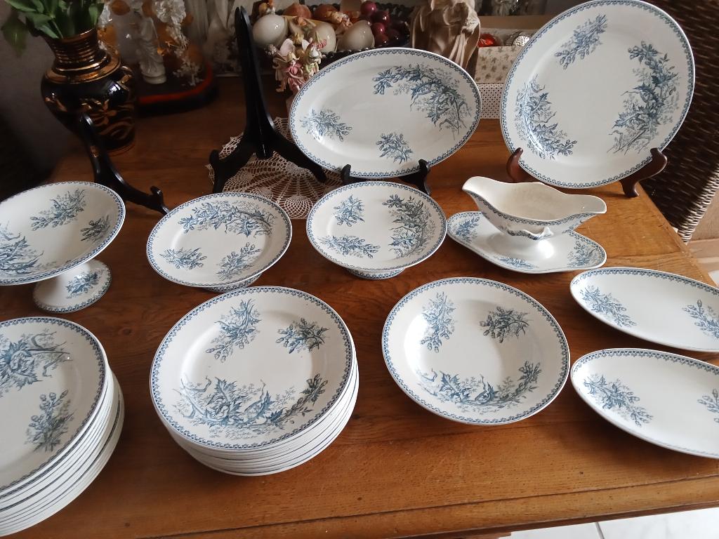 Te koop serviesdelen van Societe ceramique chardon petrol, Ophalen