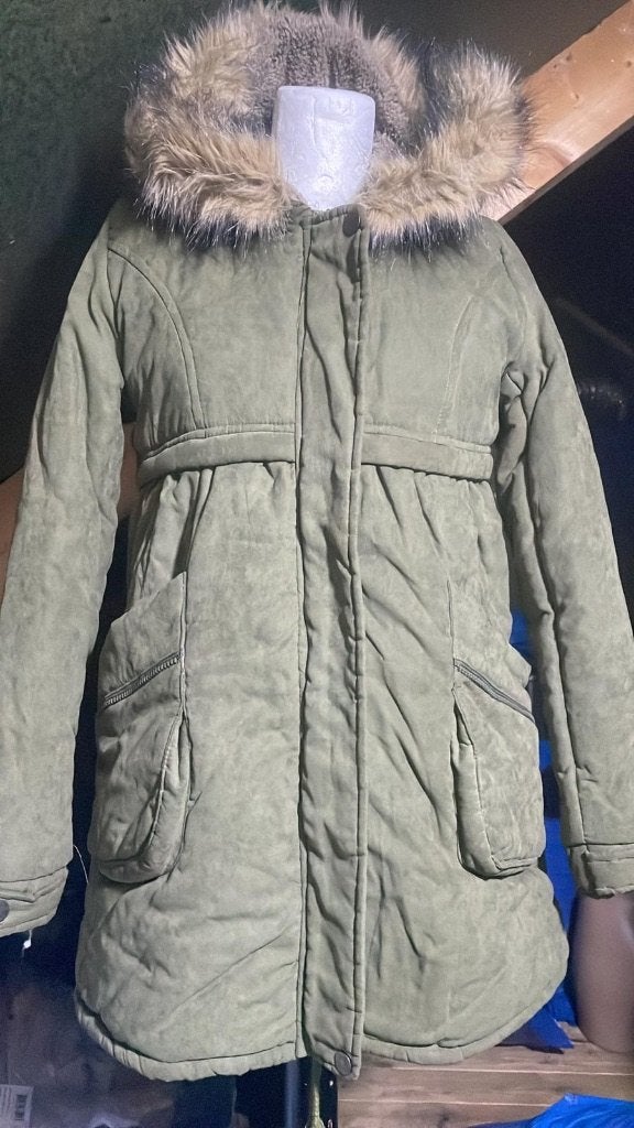Dames Winterjas / Parka met Grote Bontkraag – Olijfgroen, Ophalen of Verzenden, Nieuw, Maat 42/44 (L), Groen