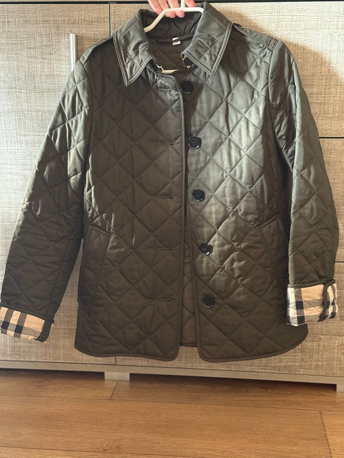Burberry gewatteerde jas met ruitpatroon, Ophalen of Verzenden, Zo goed als nieuw, Maat 38/40 (M), Groen