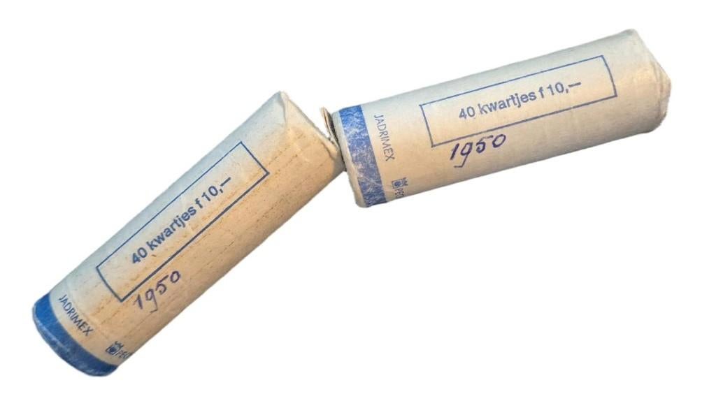 Kwartjes - 25 cent – Juliana – 1950 – 2 Bankrollen, Ophalen of Verzenden, Nieuw