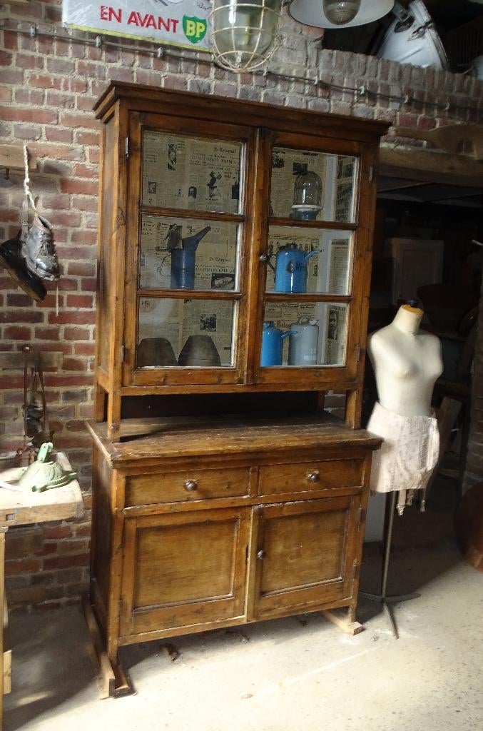 oude servieskast kast buffetkast vitrinekast kast vitrine, Antiek en Kunst, Curiosa en Brocante, Ophalen