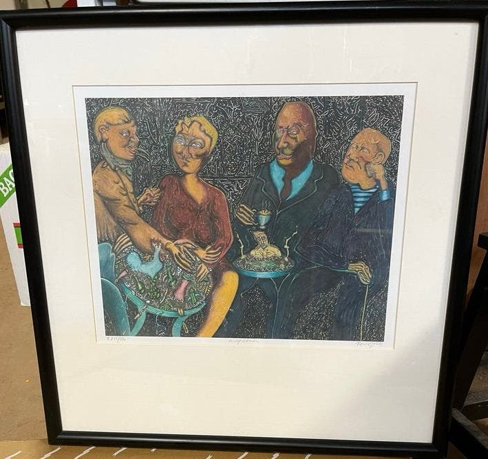 Pjeroo Roobjee - Kapoenen - Gesigneerde Lithografie, Antiek en Kunst, Kunst | Etsen en Gravures, Dagelijks leven, 1950 - 1999