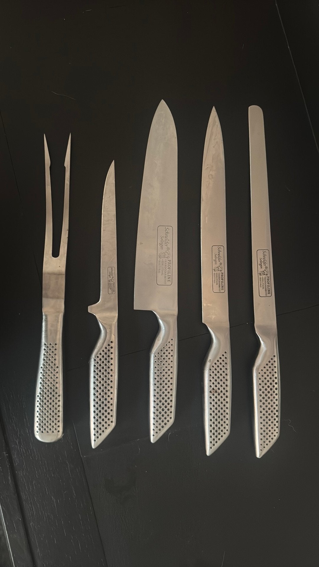 Messen set. Scherp, Ophalen of Verzenden, Zo goed als nieuw, Rvs of Chroom