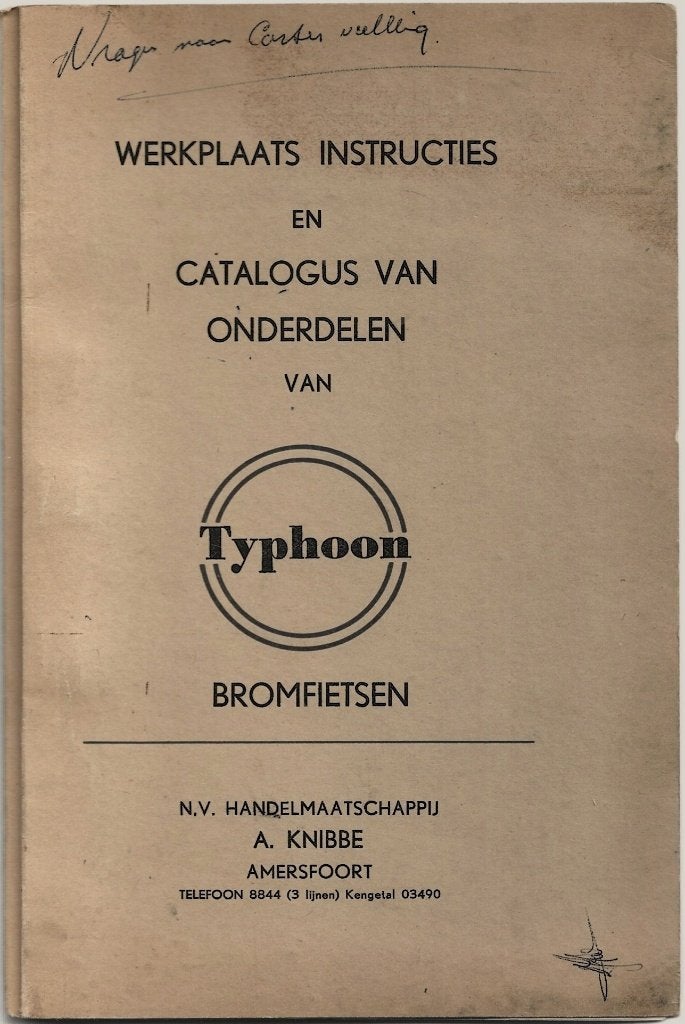 Typhoon werkplaatsboek instructie bromfiets 1958, Verzenden, Zo goed als nieuw