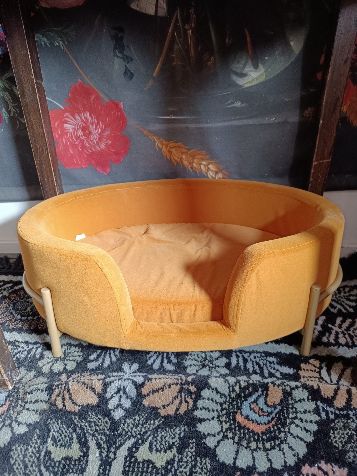 intratuin honden /katten mand olivia okergeel velours, Ophalen of Verzenden, Gebruikt