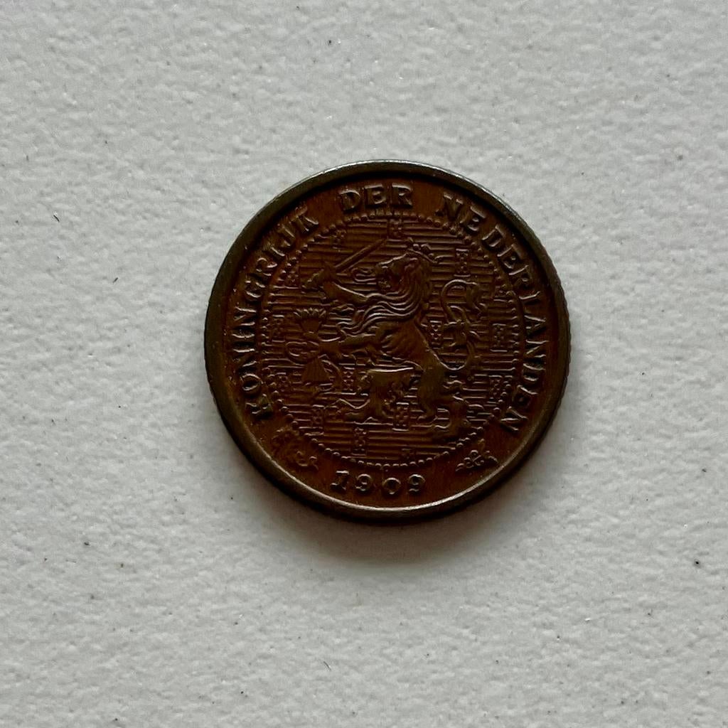 Nederland halve cent 1909 Prachtig, Verzenden, Koningin Wilhelmina, Overige waardes