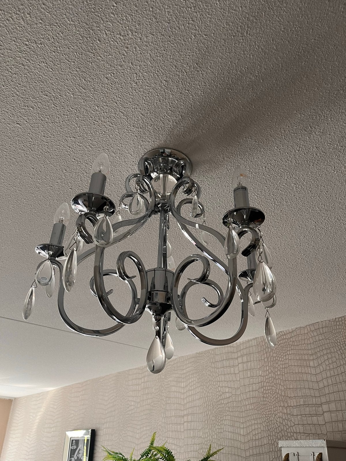 Plafond Kroonluchter met Kristallen, Ophalen, Gebruikt, Glas