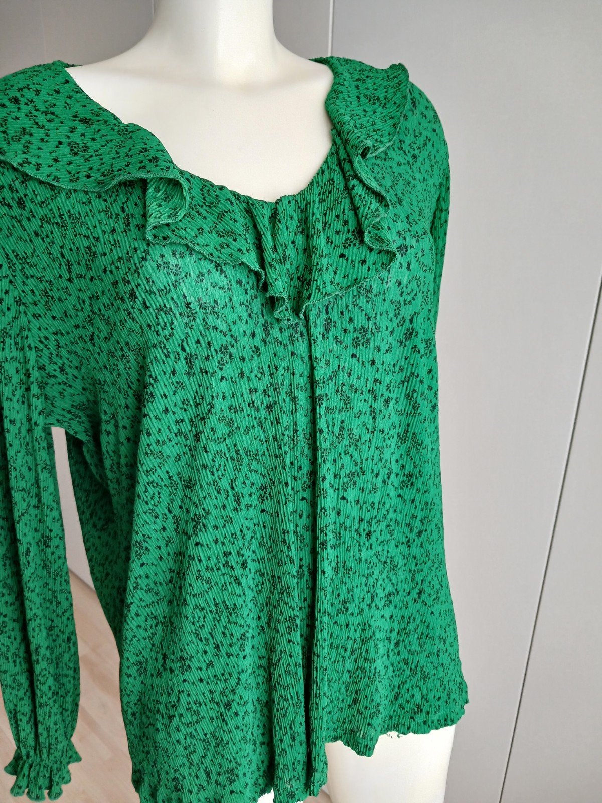 Groene geplooide blouse met bloemenprint - Maat L, Kleding | Dames, Encuentro, Maat 42/44 (L), Ophalen of Verzenden, Zo goed als nieuw