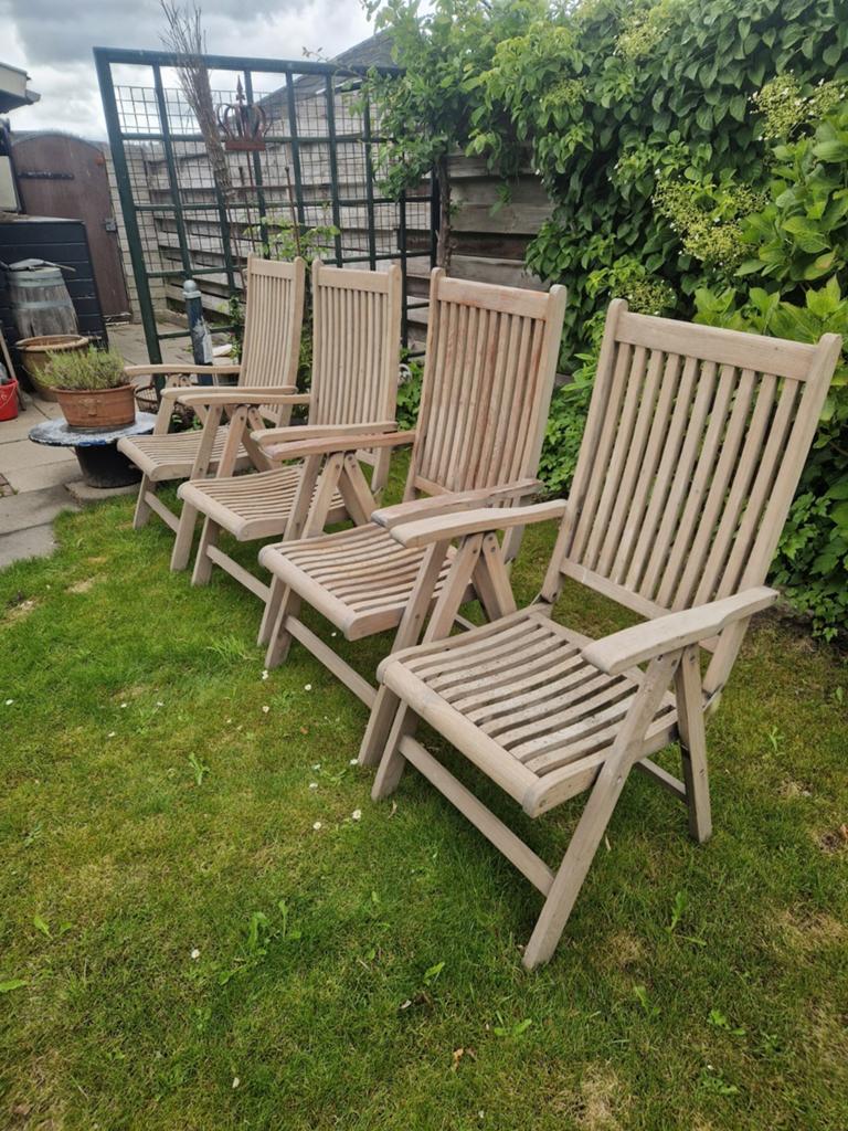 4x teakhouten stoelen en 1x teakhouten tafel, Ophalen of Verzenden, Teakhout