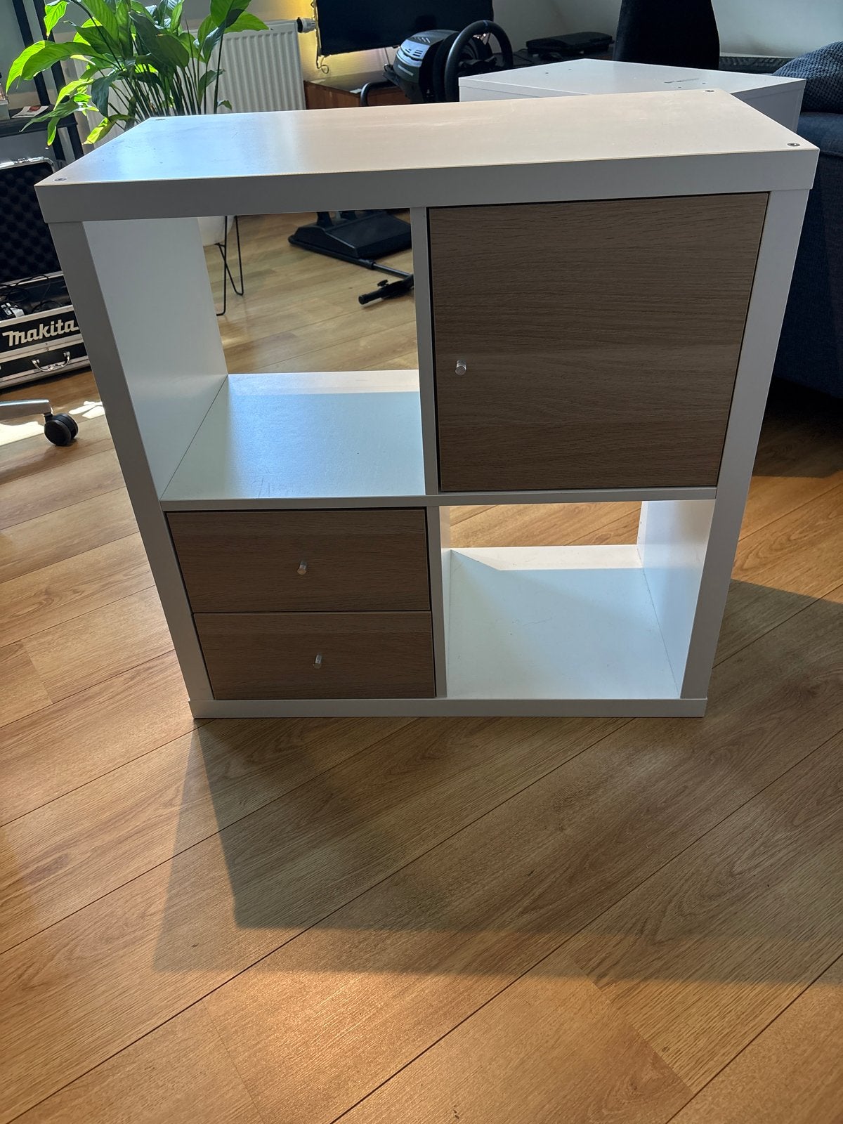 IKEA Kallax kast met lade en deur - wit/hout, Ophalen, Gebruikt