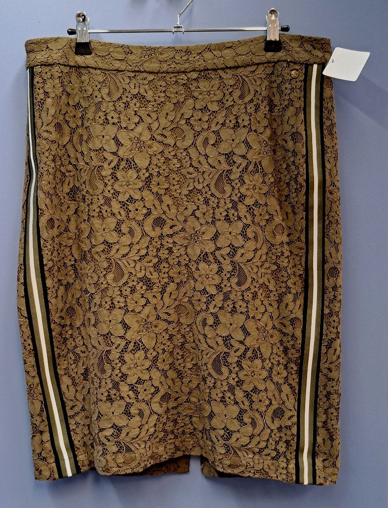 Sandwich kaki groen kanten rok + wit/zwart bies 40 nr 40517, Maat 38/40 (M), ., Sandwich, Ophalen of Verzenden