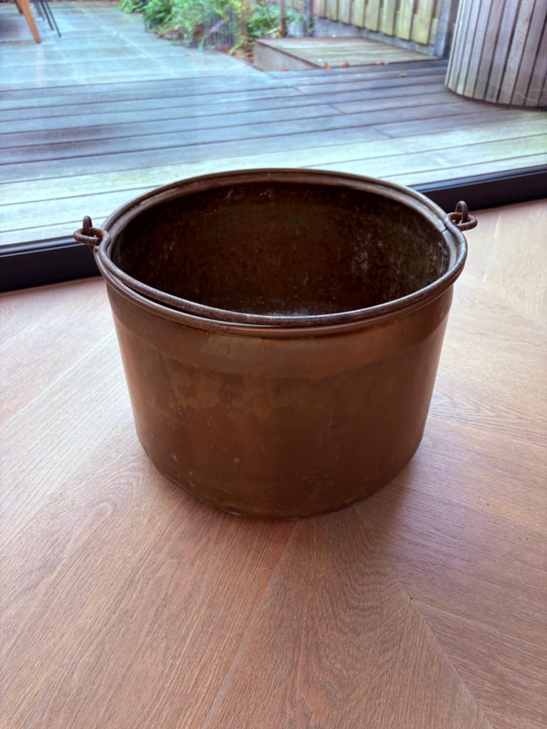 Koperen pot | ketel | met handvat | hoogte 28cm | diam 39, Antiek en Kunst, Antiek | Koper en Brons, Ophalen of Verzenden