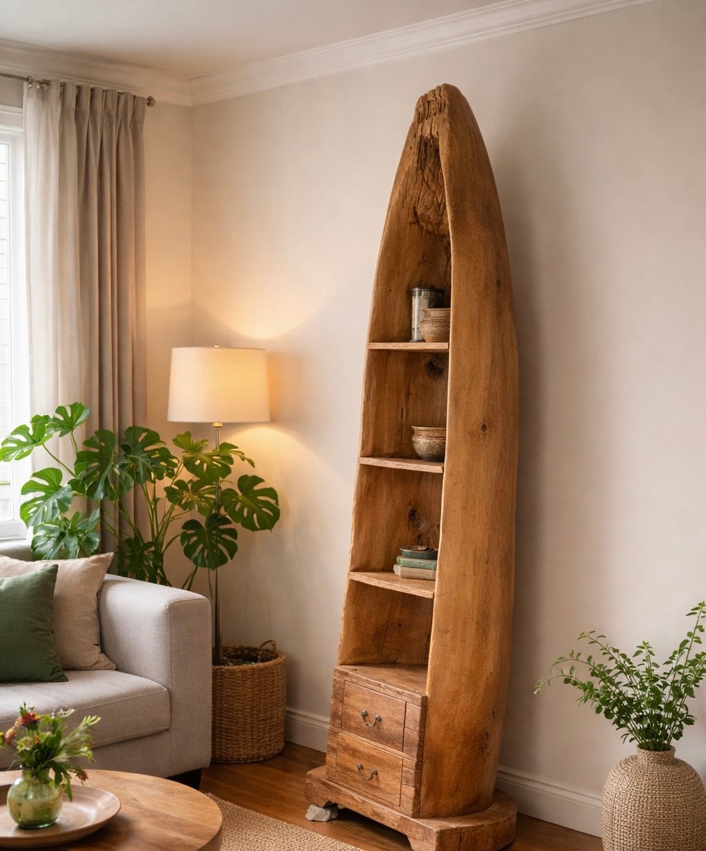 Boomstam kast munggur hout, Huis en Inrichting, Kasten | Wandmeubels, Ophalen, 200 cm of meer, Zo goed als nieuw, Minder dan 150 cm
