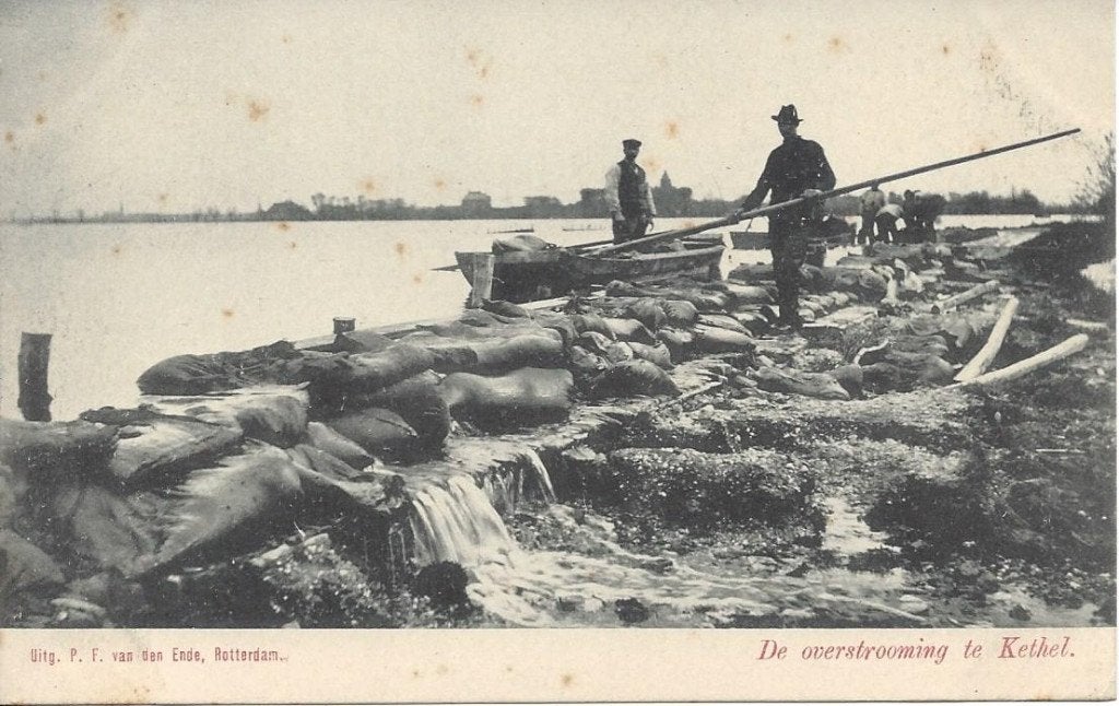 Kethel (Z.H.) De Overstroming in 1903, Volk in actie, Verzamelen, Ophalen of Verzenden, Voor 1920, Ongelopen, Zuid-Holland