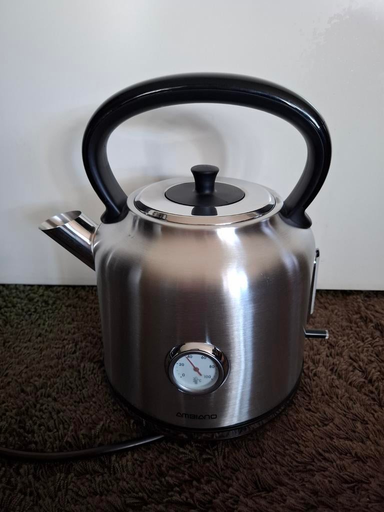 AMBIANO RVS Retro Waterkoker - zo goed als nieuw., 1 tot 2 liter, Ophalen, Zo goed als nieuw, Draadloos