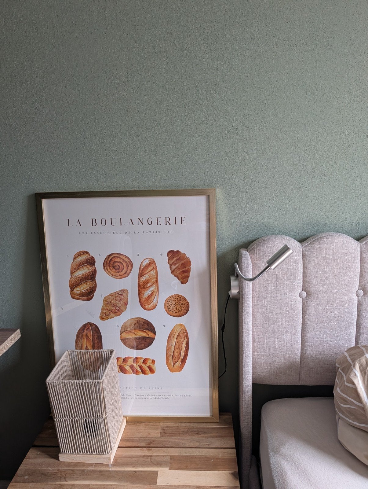 Poster 'La Boulangerie' met gouden lijst, 70x50 cm, 50 – 75, Ophalen of Verzenden, Zo goed als nieuw, Foto of Poster