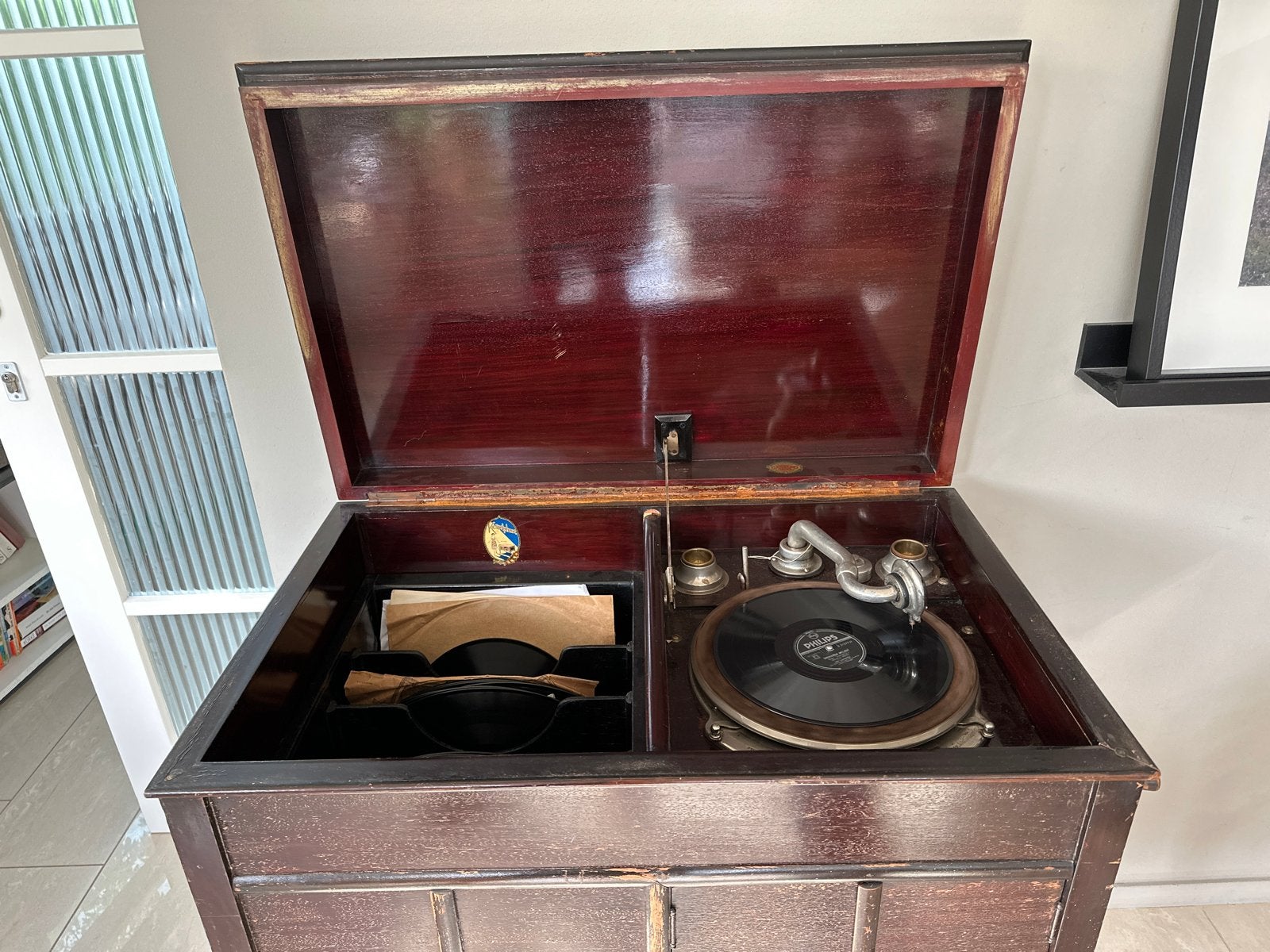 Foto 5 van Werkend! Antieke Kesselphone Platenspeler - Jaren '20
