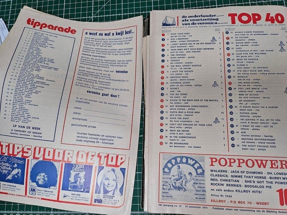 Veronica Top 40 uit 1972, 1973, 1974 - Zeldzame Edities, Ophalen of Verzenden, Zo goed als nieuw, Muziek, Film of Tv