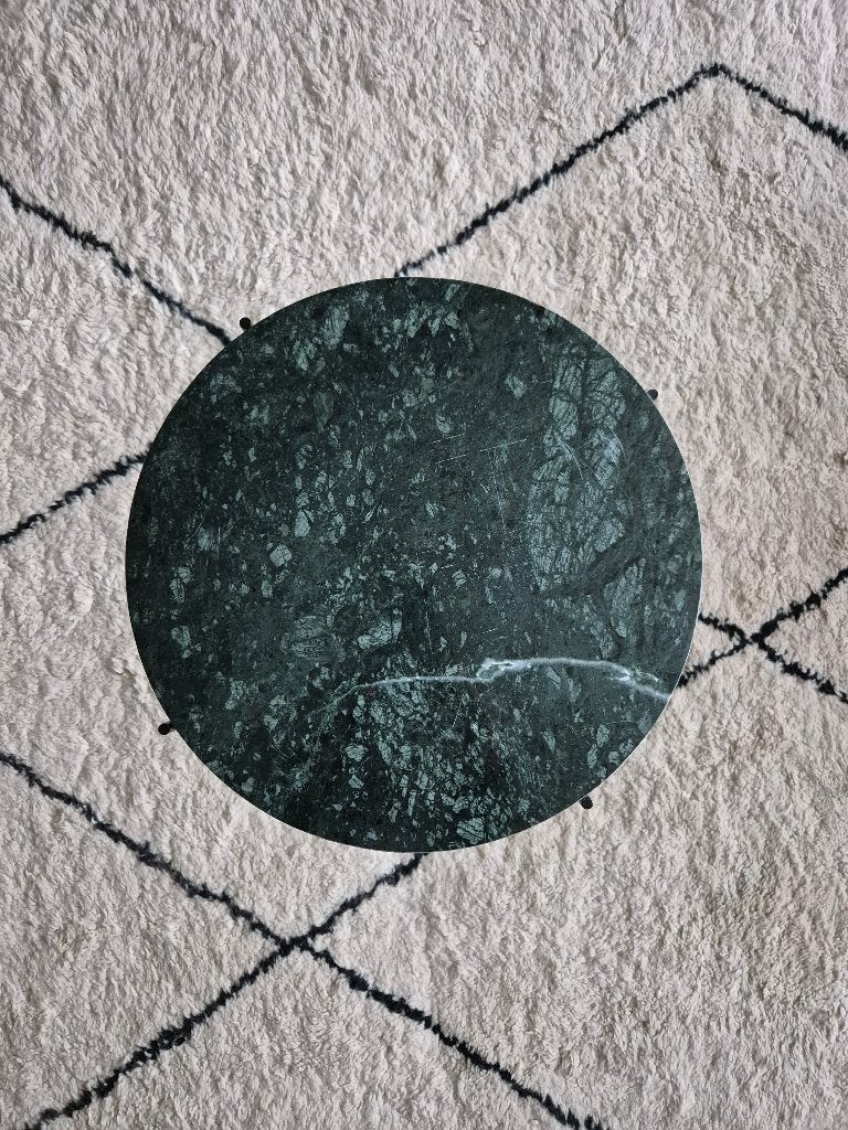 Groen marmer bijzettafel, Huis en Inrichting, Overige materialen, Minder dan 55 cm, Gebruikt, Rond