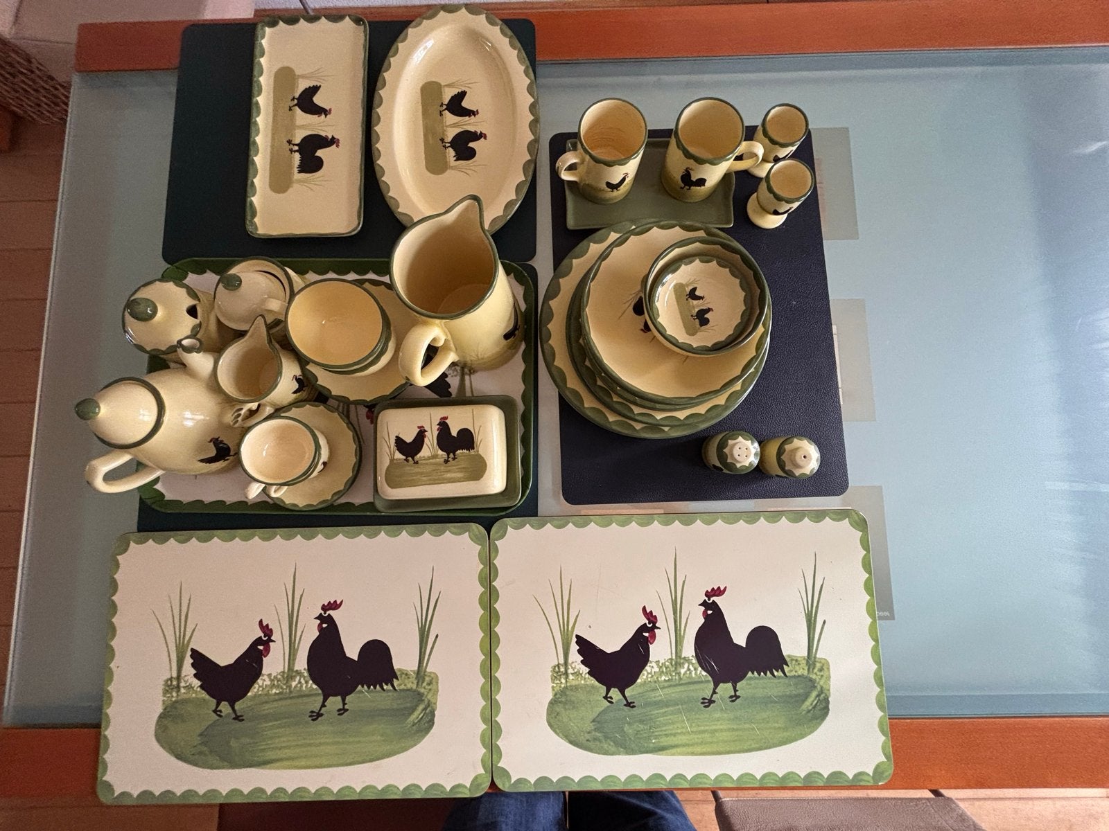 Compleet ontbijt servies met haanmotief - Vintage stijl, Overige merken, Keramiek, Vintage, Ophalen of Verzenden