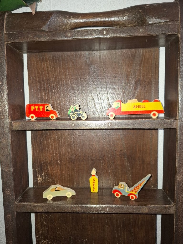 Vintage Simplex Garage Houten Puzzel met Voertuigen, Ophalen, Gebruikt