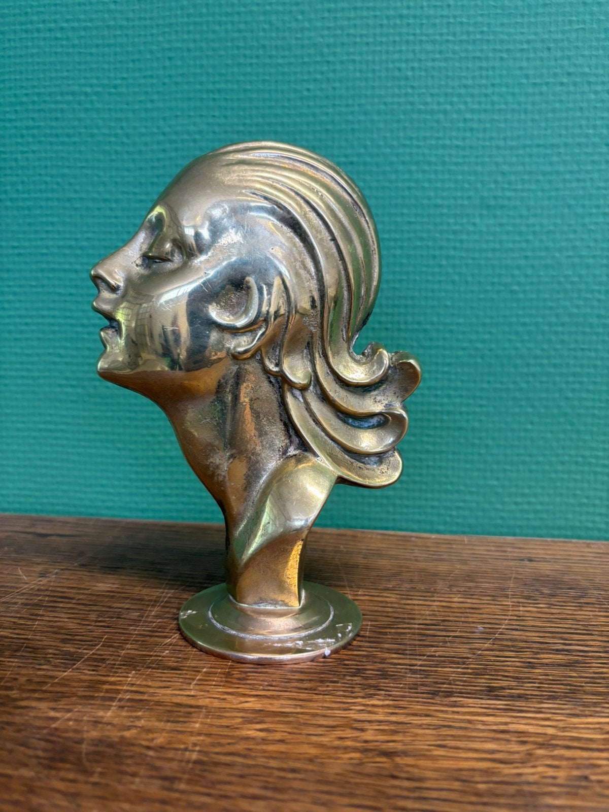 Antiek bronzen beeld Gezicht gesigneerd Brialment, Antiek en Kunst, Ophalen of Verzenden, Brons