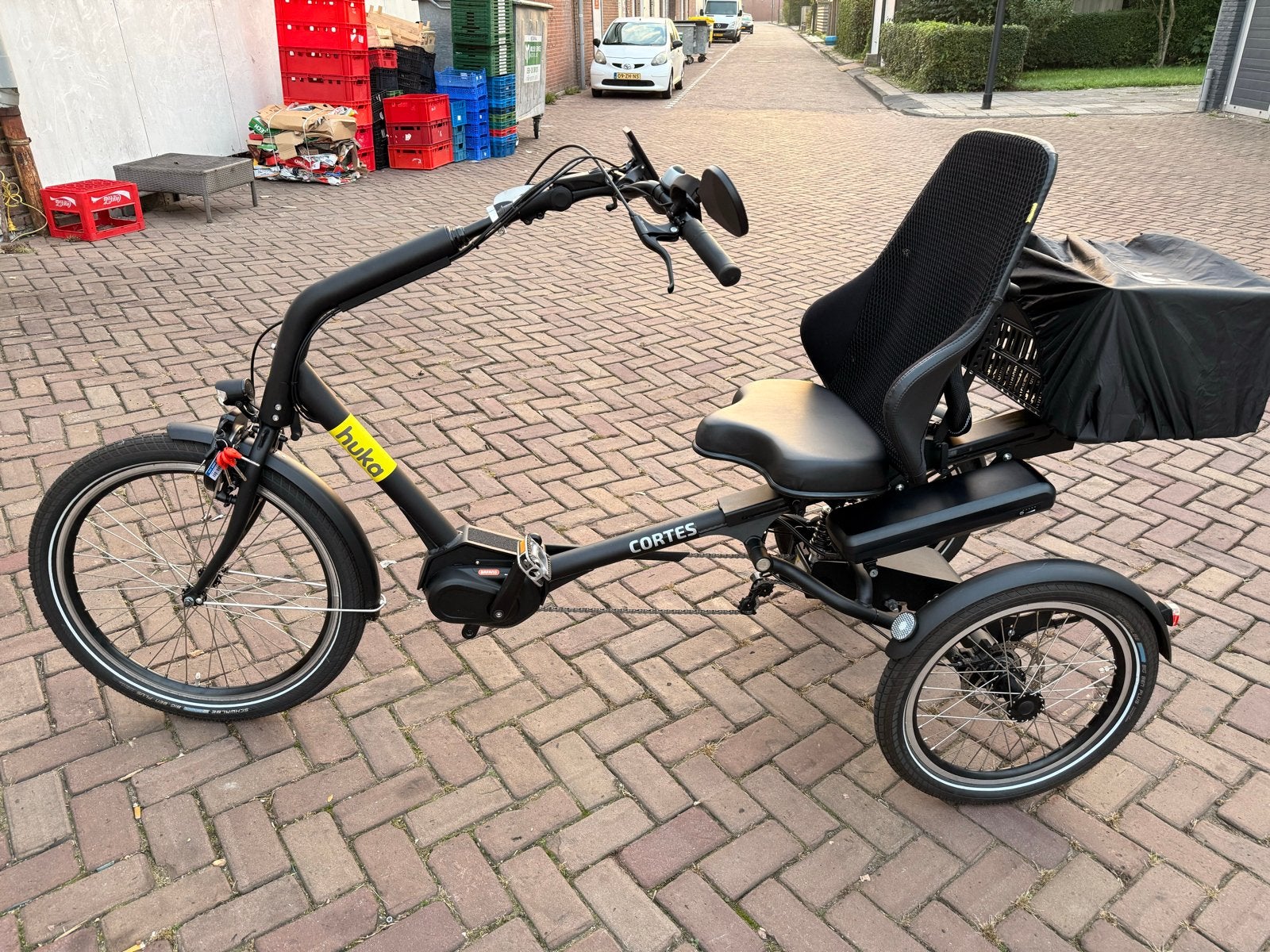 Huka Cortes driewieler met Bafang middenmotor, Ophalen, Zo goed als nieuw, Schijfrem