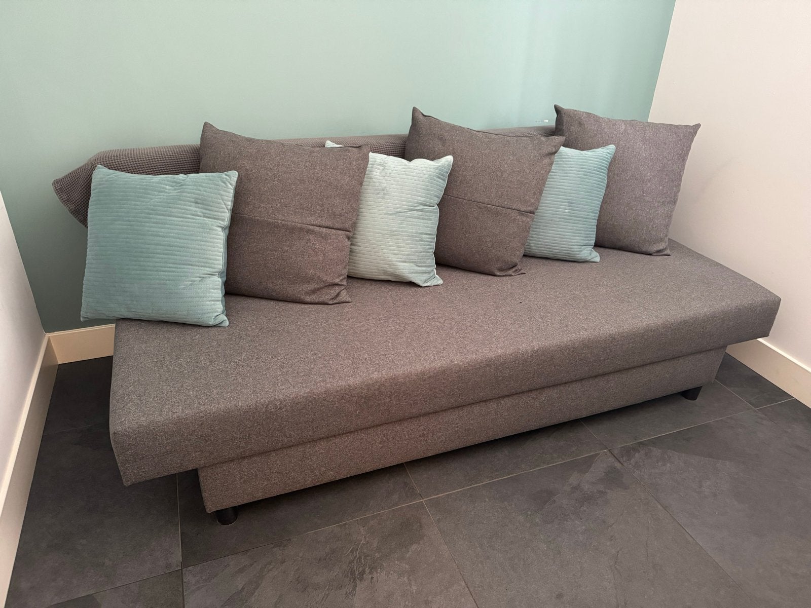 IKEA ÄLVDALEN 3-zits slaapbank Knisa donkergrijs, Gebruikt, Driepersoons, 75 tot 100 cm, Ophalen of Verzenden