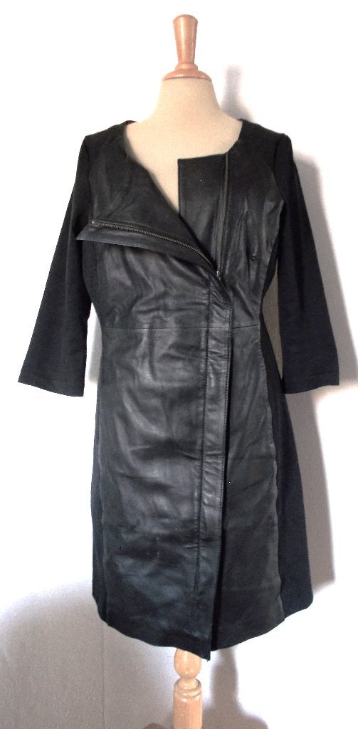 Stoere zwarte gedeeltelijk leren jurk van Mart Visser! 40, Kleding | Dames, Maat 38/40 (M), Verzenden, Zwart, Zo goed als nieuw