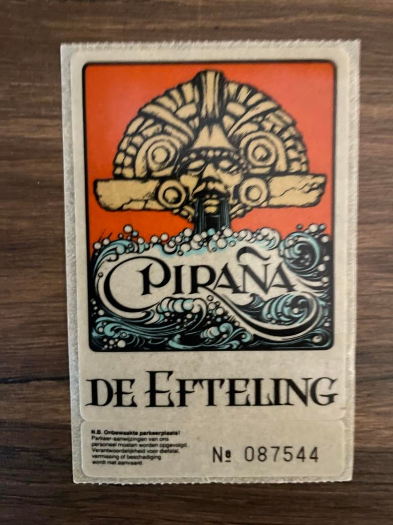 Efteling Piraña Sticker - Vintage Parkeerkaart, Ophalen of Verzenden, Gebruikt, Overige typen