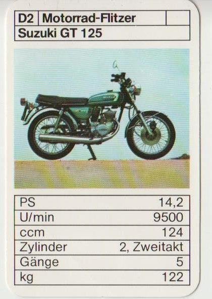 Kw1282 motorkaartje d2 suzuki gt 125, Ophalen of Verzenden, Zo goed als nieuw, Motoren