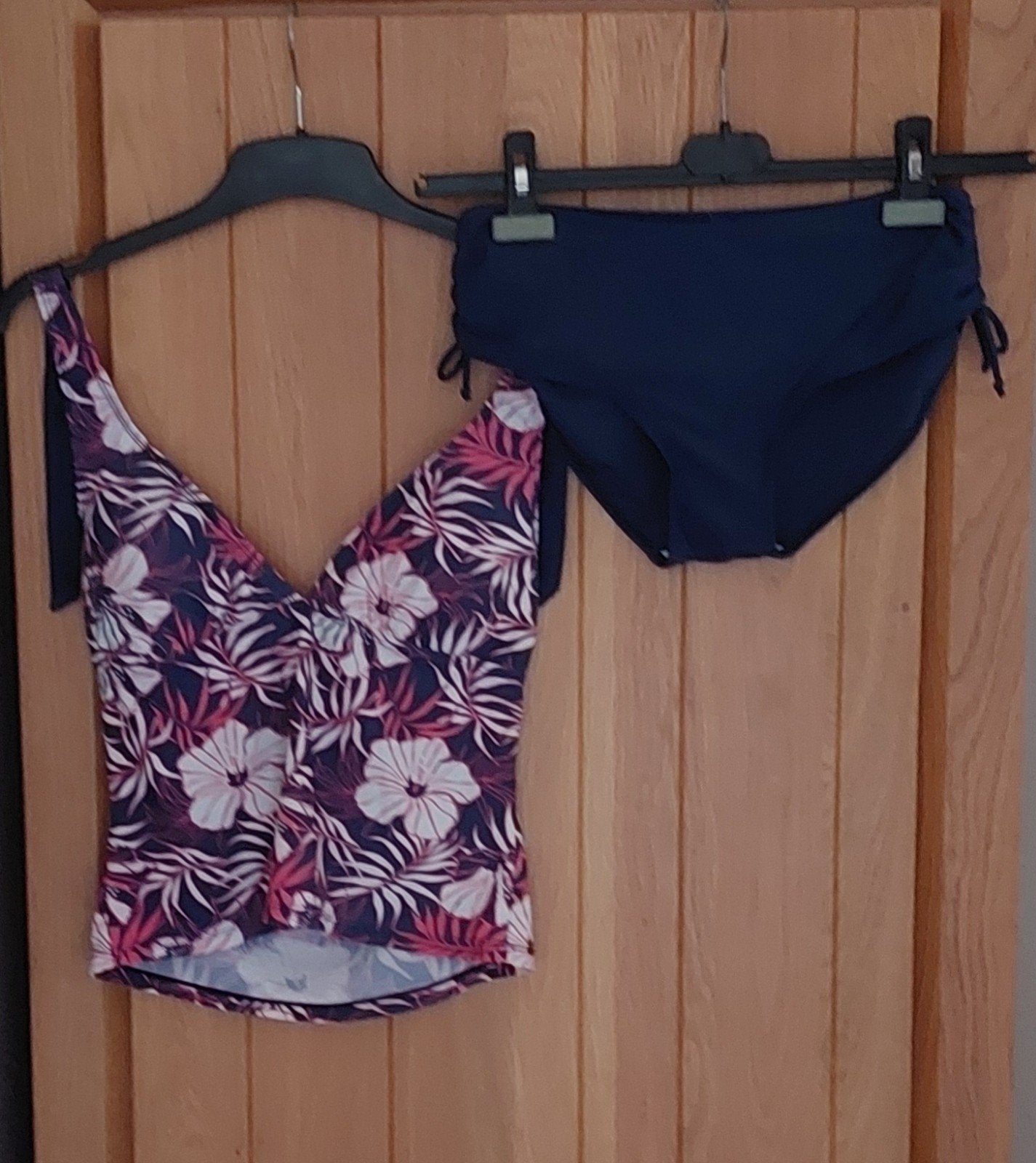 Tankini set met bloemenprint en effen broekje, maat M/38, Ophalen, Overige typen, Meerkleurig, Onbekend