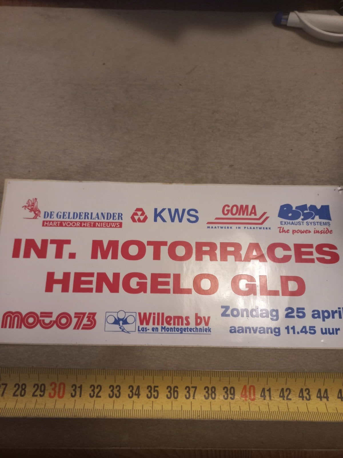 Vintage sticker: Internationale Motorraces Hengelo GLD, Ophalen of Verzenden, Gebruikt