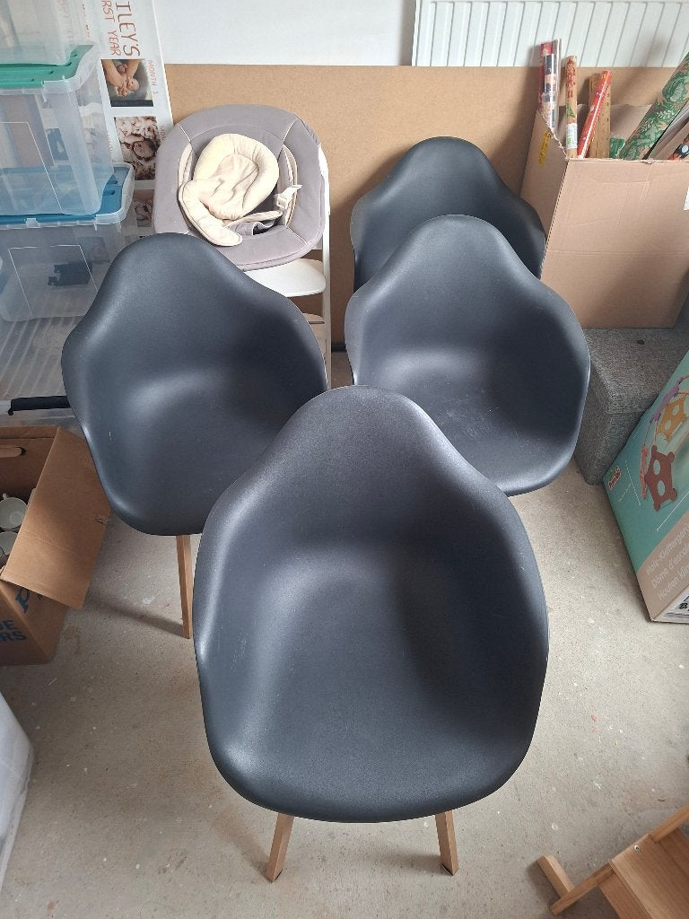 Zwarte kuipstoelen, Huis en Inrichting, Ophalen, Gebruikt, Zwart, Vier