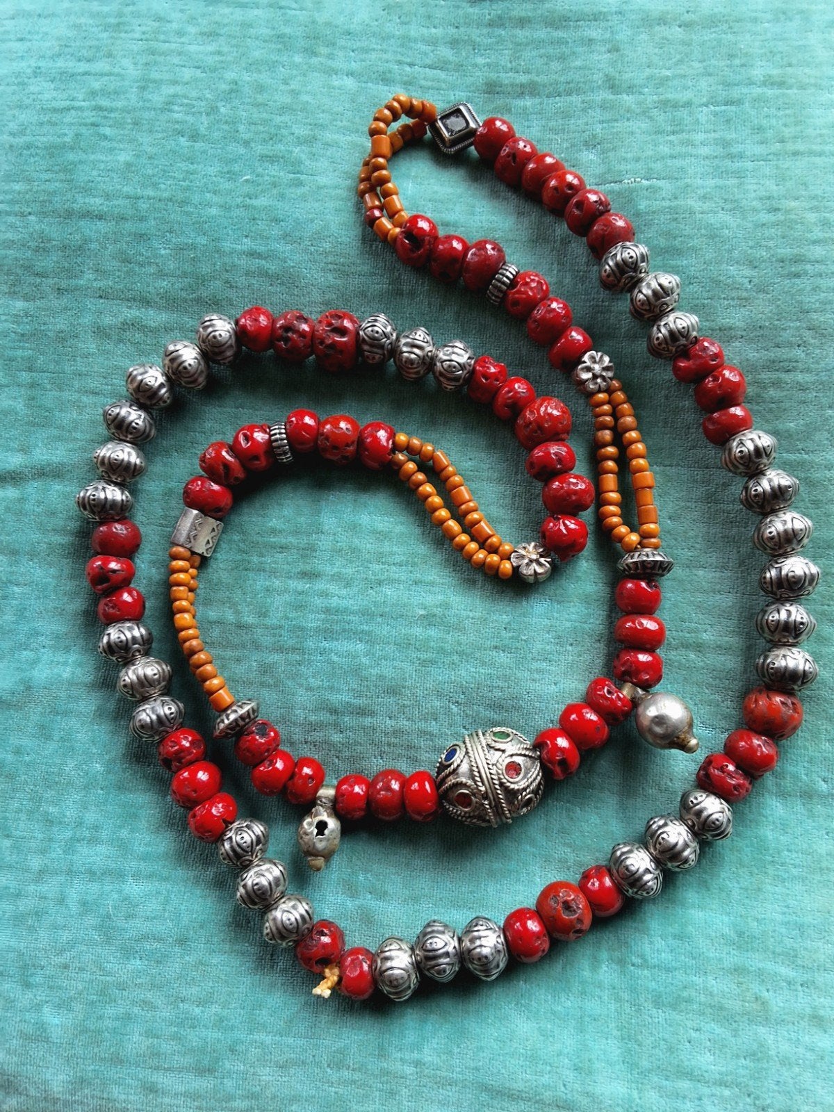 Etnische Boheemse Kralenketting, Ophalen of Verzenden, Rood, Overige materialen