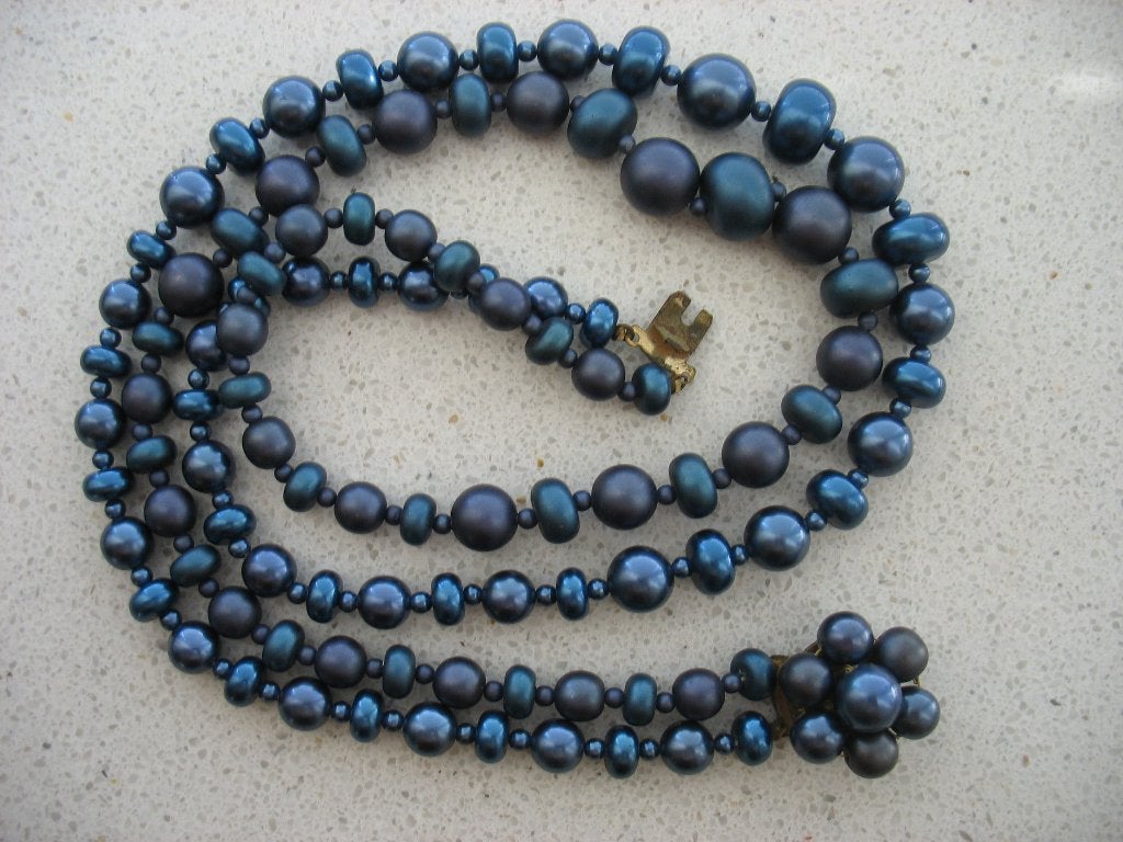 Ketting Kralen Boho-Chic Modern-Hippie Blauw Tinten Vintage, Ophalen of Verzenden, Overige materialen, Ketting