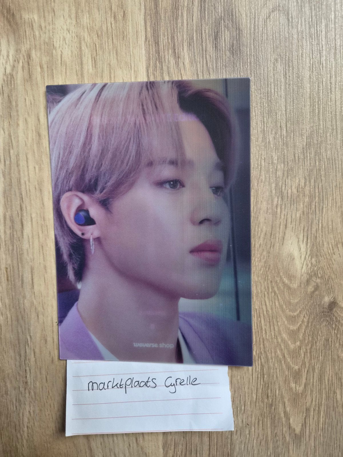 BTS Jimin Galaxy Buds Lenticular Photocard 2020 - Weverse, Ophalen of Verzenden, Zo goed als nieuw, Foto of Kaart