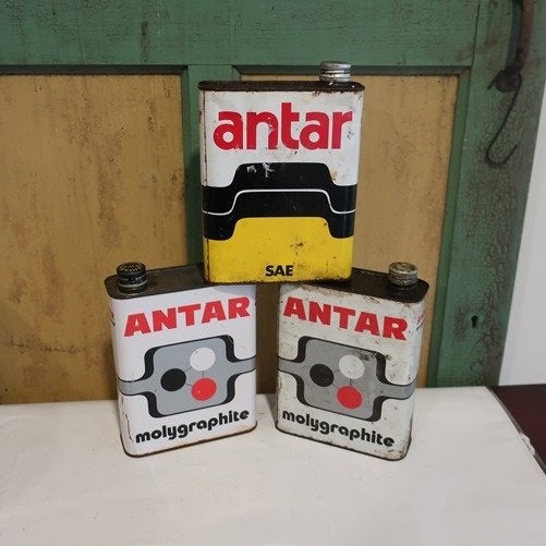 Olie blik olie drum ANTAR motor oil barn found origineel, Ophalen of Verzenden