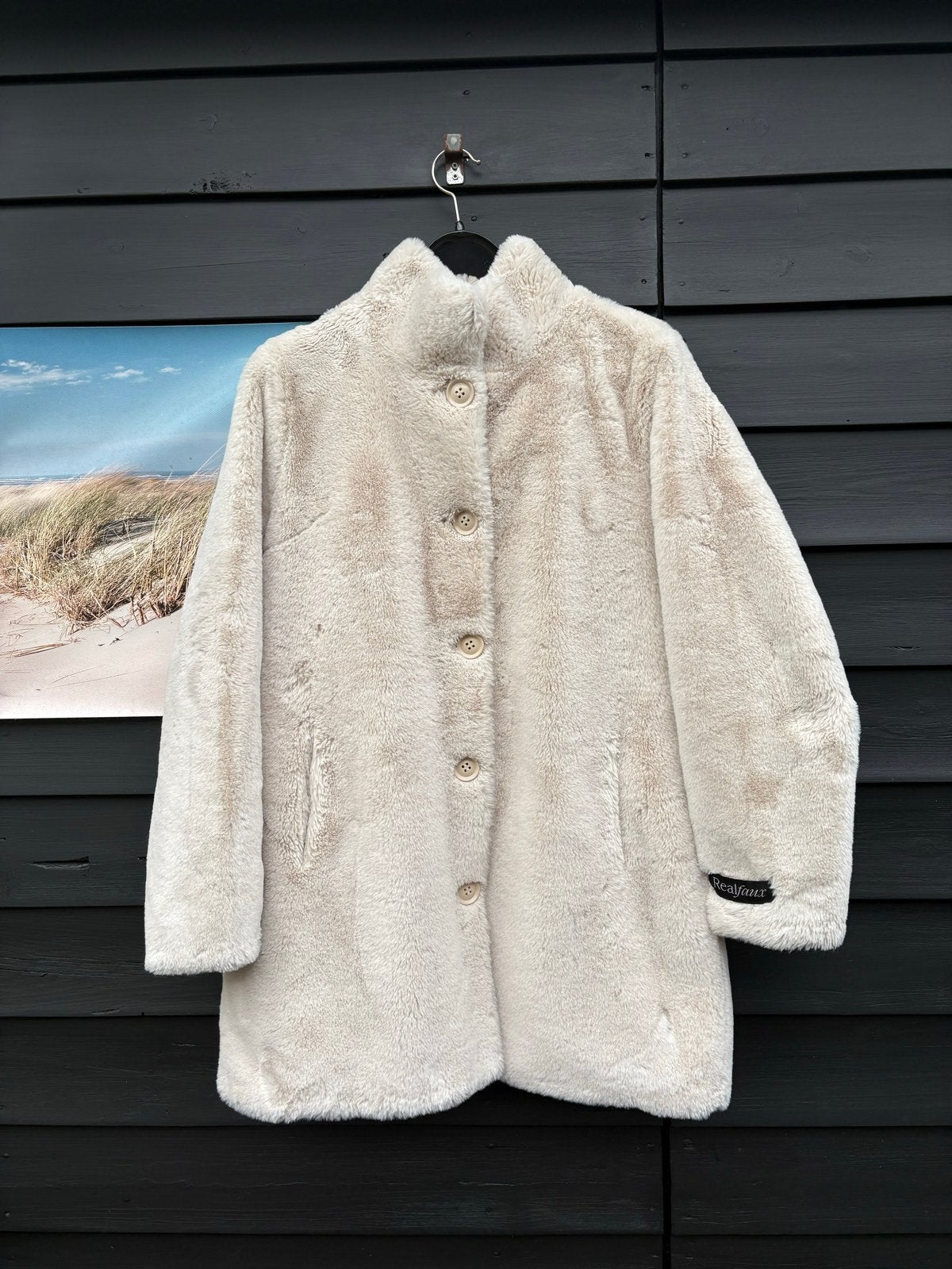 Rino&Pelle Halflange Teddy Jas Maat 40, Ophalen of Verzenden, Zo goed als nieuw, Maat 38/40 (M), Beige